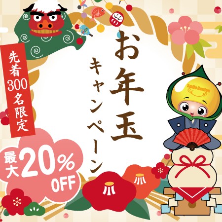 先着300名様限定！最大20％OFF！ お年玉キャンペーン！