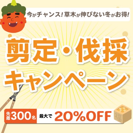【300名様限定！ 最大20%オフ！】今がチャンス！草木が伸びない冬だからお得に剪定・伐採キャンペーン！